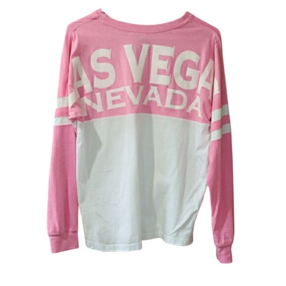 Exist Las Vegas Pink and White Long Sleeve Tee Preppy Varsity Shirt Medium - Picture 1 of 10